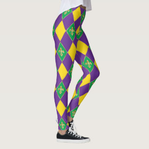 Mardi Gras Karneval Lilie Diamond Harlequin Leggings