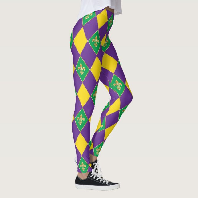 Mardi Gras Karneval Lilie Diamond Harlequin Leggings (Rechts)