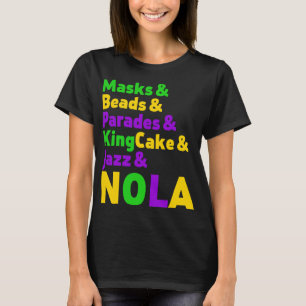 Mardi Gras Karneval Masken Beads Jazz Parade King T-Shirt