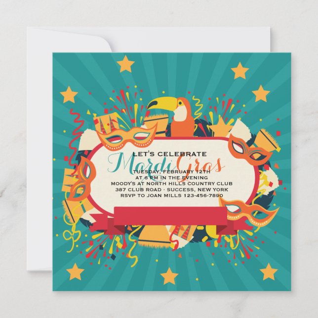 Mardi Gras Karneval Party Einladung (Vorderseite)