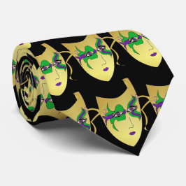 Mardi Gras Karnevalsmaske auf der schwarzen Neckbi Krawatte