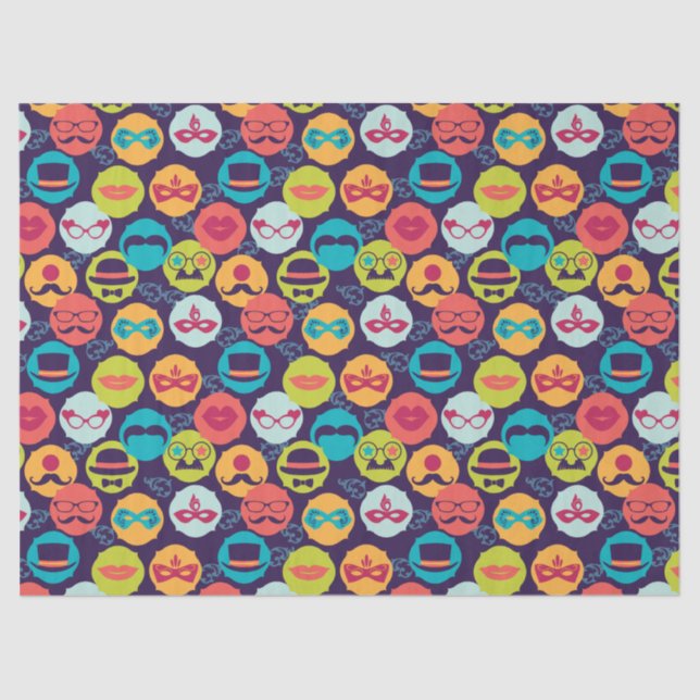 Mardi Gras | Karnevalsmassemuster für Party Seidenpapier (Vorderseite)