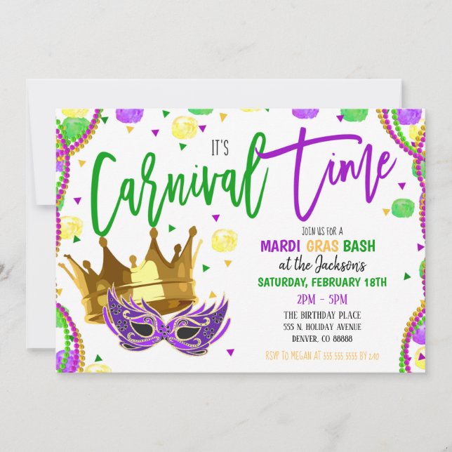 Mardi Gras Karnival Party Einladung (Vorderseite)