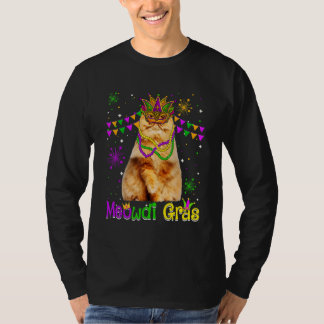 Mardi Gras Katze Niedlich Persische Katze Karneval T-Shirt
