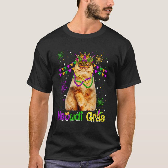 Mardi Gras Katze Niedlich Persische Katze Karneval T-Shirt (Vorderseite)