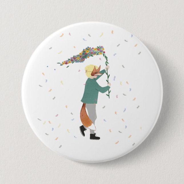 Mardi Gras Kids Carnival Frühjahr Illustration Boy Button (Vorderseite)