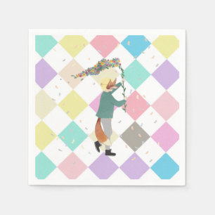 Mardi Gras Kids Carnival Frühjahr Illustration Boy Serviette