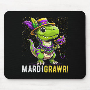 Mardi Gras Kids Shirt T Rex Dinosaur Mardi Grawr C Mousepad