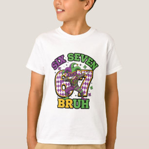 Mardi Gras Kinder Dabbing Narr Sechs Sieben Bruh T-Shirt