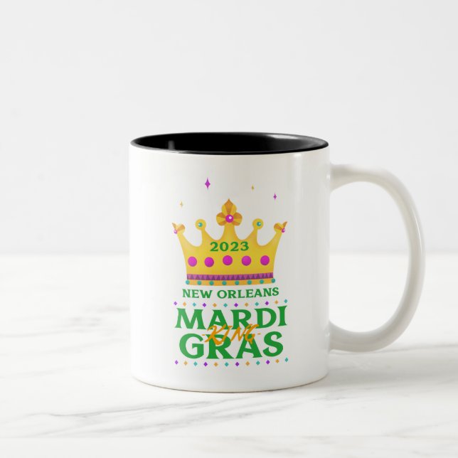Mardi Gras King 2023 Zweifarbige Tasse (Rechts)