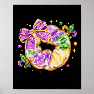 Mardi Gras King Cake Lilie Coqu Poster