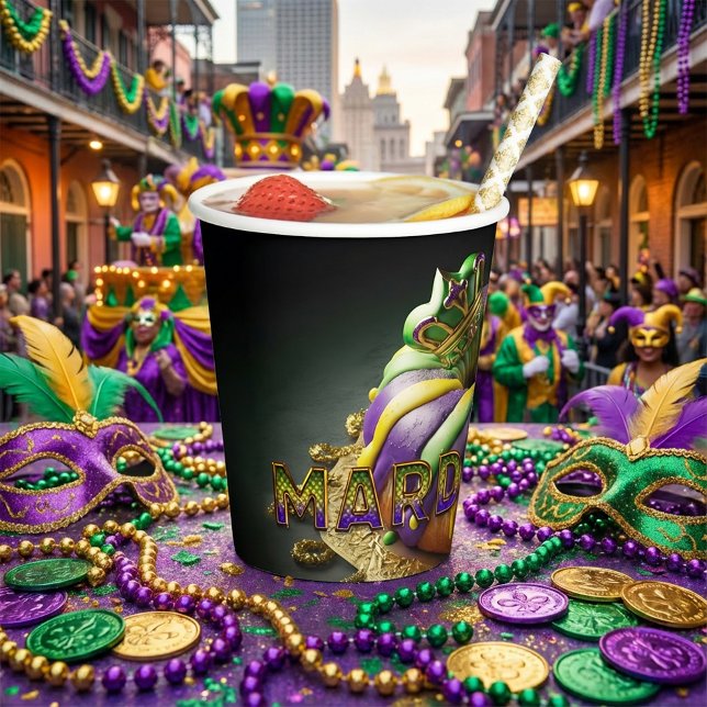 Mardi Gras King Cake mit Krone Pappbecher (Von Creator hochgeladen)