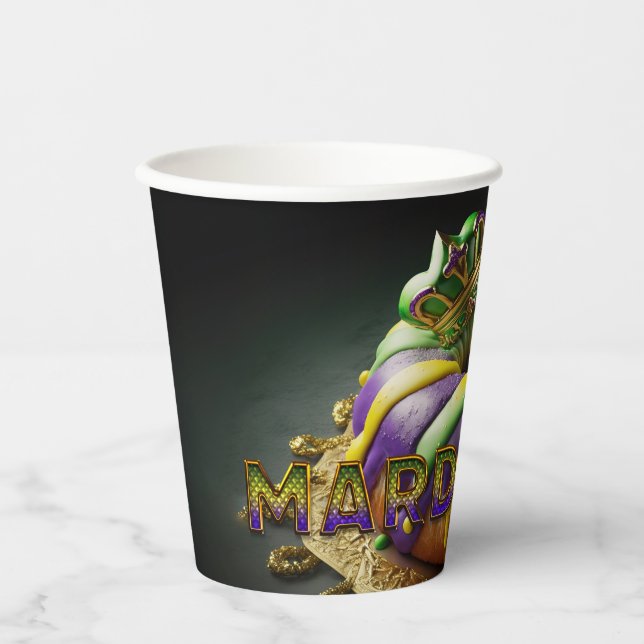 Mardi Gras King Cake mit Krone Pappbecher (Vorderseite)