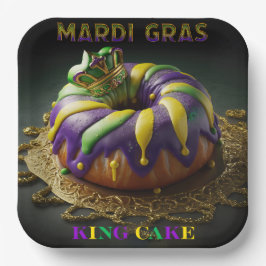 Mardi Gras King Cake mit Krone Pappteller