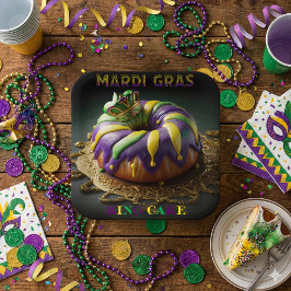 Mardi Gras King Cake mit Krone Pappteller