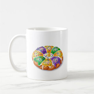 Mardi Gras King Cake mit Plastik-Baby-Feiertags-Ta Kaffeetasse
