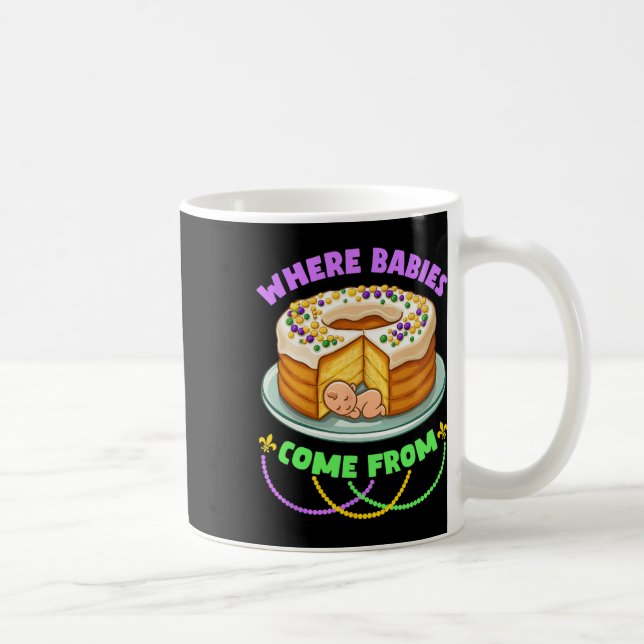 Mardi Gras King Cake wo Bybies herkommen Kaffeetasse (Rechts)