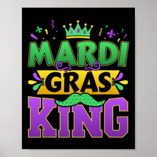 Mardi Gras King for New Orleans Festival Moon and  Poster