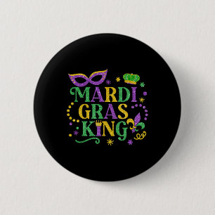 Mardi Gras King Fun Parade Mardi Gras Carnival Cos Button