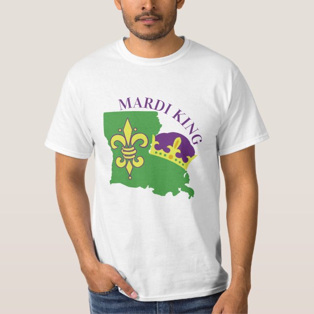 Mardi Gras King Louisiana Crown & Lilie T-Shirt (Vorderseite)