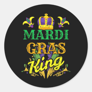 Mardi Gras King Men Carnival Kostümgeschenk Mardi  Runder Aufkleber