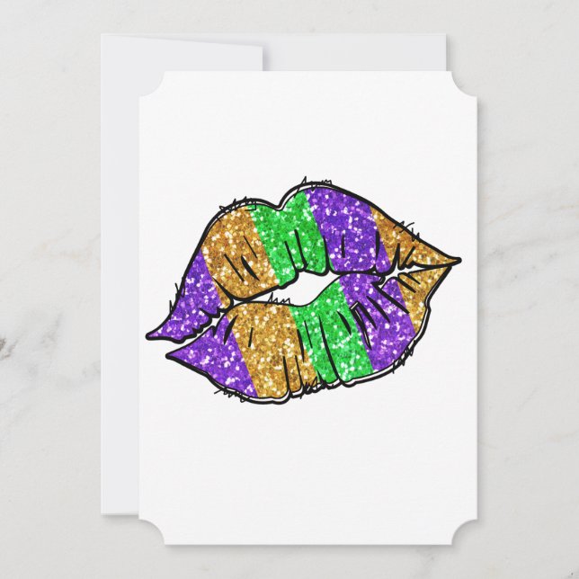 Mardi Gras Kiss Flat Greeting Card Einladung (Vorderseite)