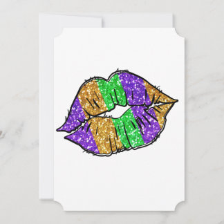 Mardi Gras Kiss Flat Greeting Card Einladung