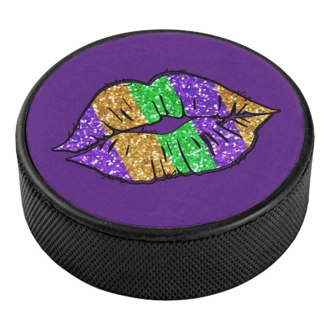 Mardi Gras Kiss Hockey Puck (3/4)