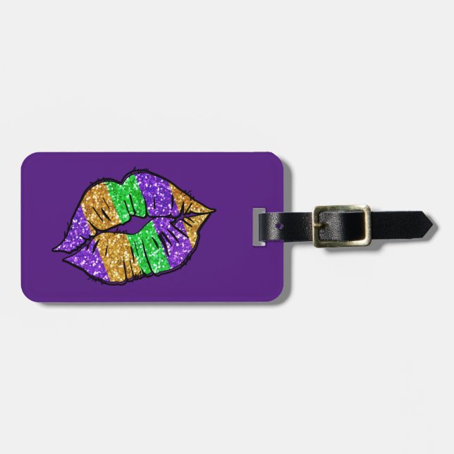 Mardi Gras Kiss Luggage Tag Gepäckanhänger (Vorderseite horizontal)