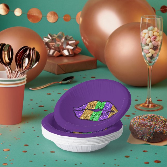 Mardi Gras Kiss Paper Bowls Pappteller (Multi)