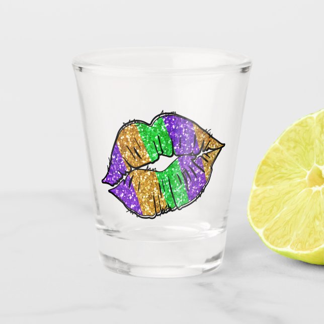 Mardi Gras Kiss Shot Glass Schnapsglas (Vorderseite)