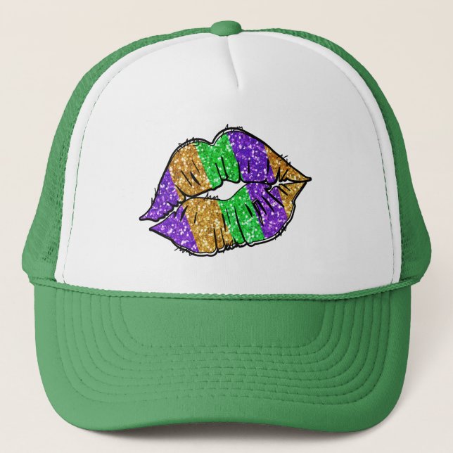 Mardi Gras Kiss Trucker Hat Truckerkappe (Vorderseite)