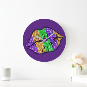 Mardi Gras Kiss Wall Clock Große Wanduhr