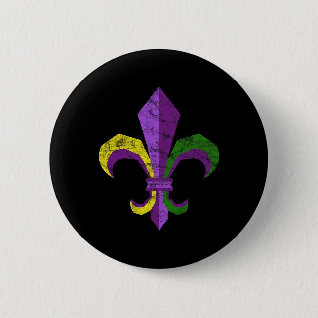 Mardi Gras Kleidung - Vintage Lilie Button (Vorderseite)