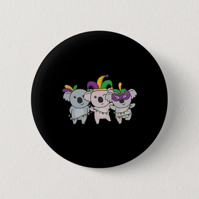 Mardi Gras Koala Kostüme Button (Vorderseite)