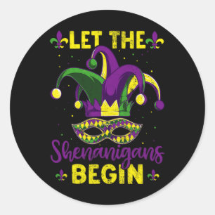 Mardi Gras Kostüm Lass Die Mardi Shenanigans Begin Runder Aufkleber