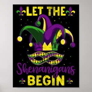 Mardi Gras Kostüm Ließ Die Shenanigans Begin Mardi Poster