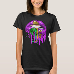 Mardi Gras Kostüm Niedliche Lila und goldene Lips  T-Shirt
