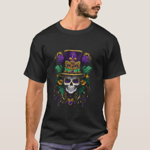 Mardi Gras Kostüm Zucker Schädel Karneval Party Mä T-Shirt