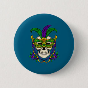 Mardi Gras Kostüm Zucker-Schädel-Kunstwerk Button