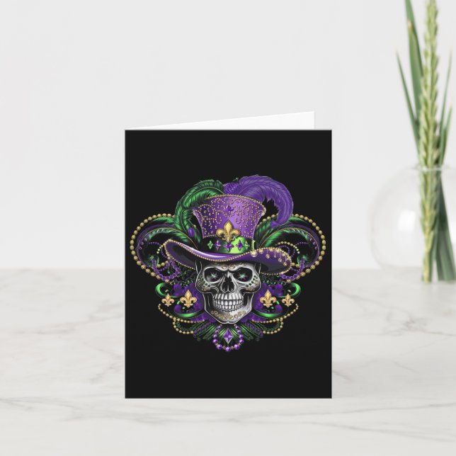 Mardi Gras Kostüm Zucker Skull Karneval Halloween Karte (Vorderseite)