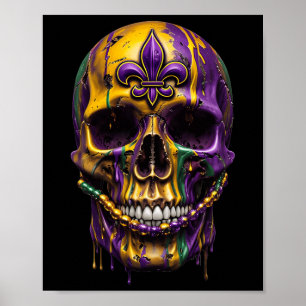 Mardi Gras Kostüm Zucker Skull Karneval Halloween Poster