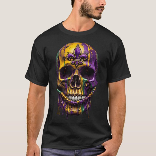 Mardi Gras Kostüm Zucker Skull Karneval Halloween T-Shirt (Vorderseite)