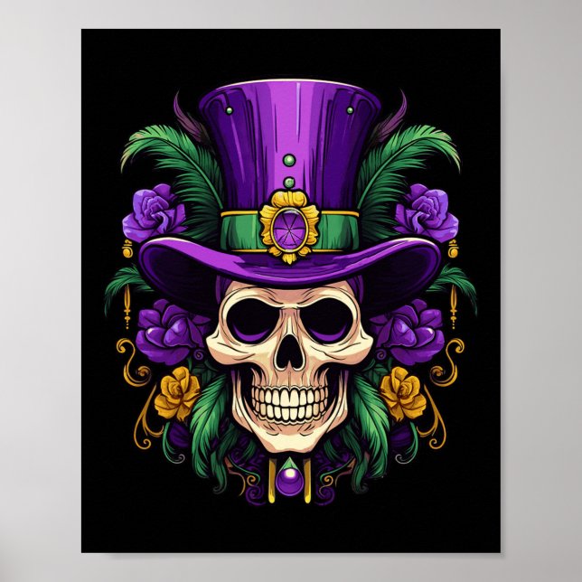 Mardi Gras Kostüm Zucker Skull Karneval Party Männ Poster (Vorne)