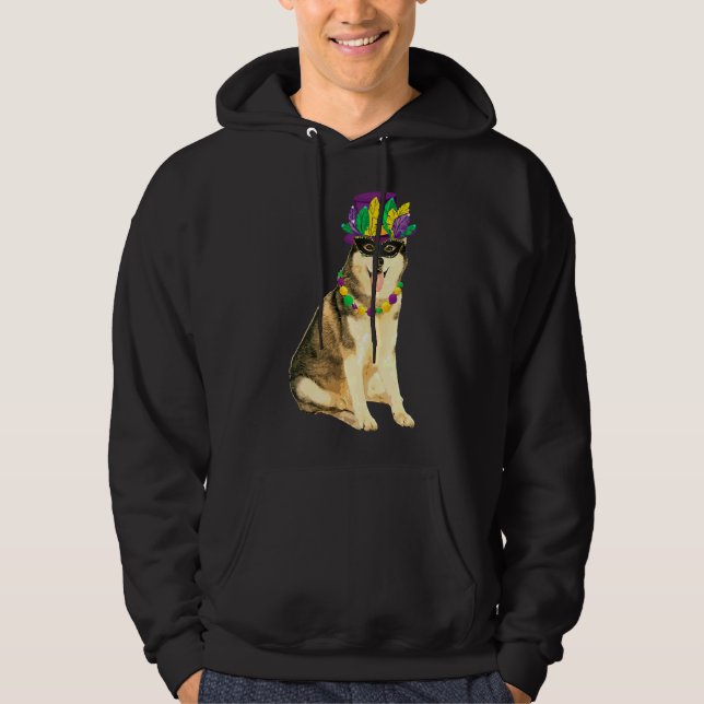 Mardi Gras Kostümmaske Siberischer Husky Hoodie (Vorderseite)