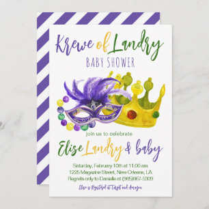 Mardi Gras Krewe Baby Shower Einladung
