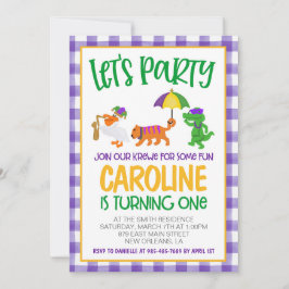 Mardi Gras Krewe Einladung zum ersten Geburtstag