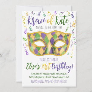 Mardi Gras Krewe Einladung zum Geburtstag