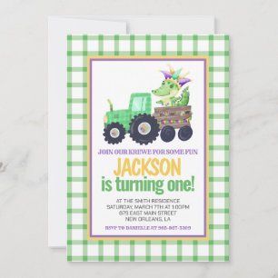 Mardi Gras Krewe Gator Tractor Cake Erster Geburts Einladung