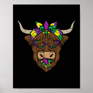 Mardi Gras Kuh Gesicht Hiefer Farm Frauen Kinder Poster